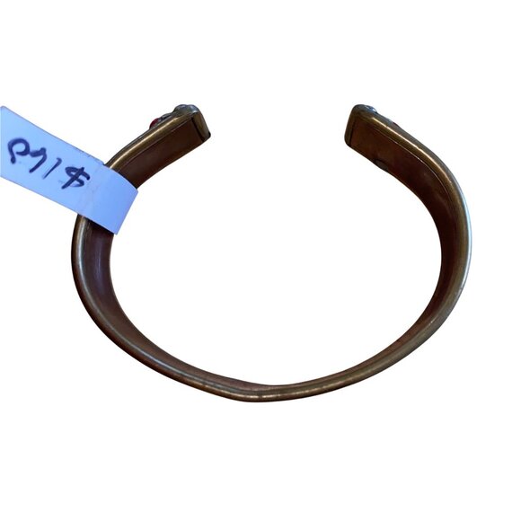 Brass & Copper Cuff Bracelet With Red Stone Accents - Picture 5 of 5